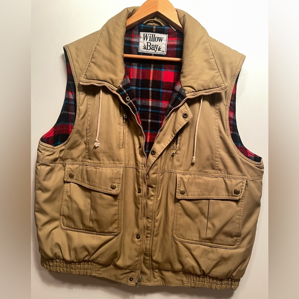 Willow Bay Flannel Lined Tan Vest with pockets
